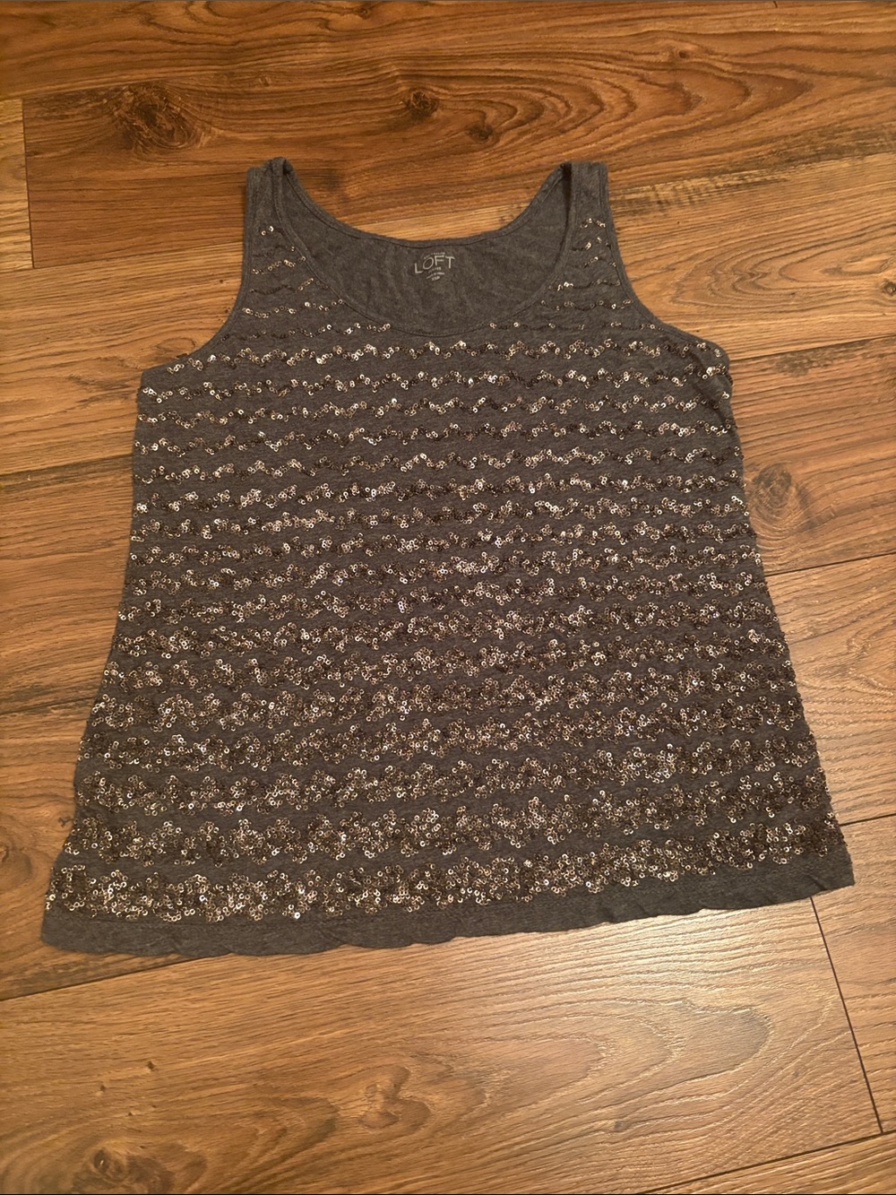 LOFT Women's Gray Sequin Tank Top